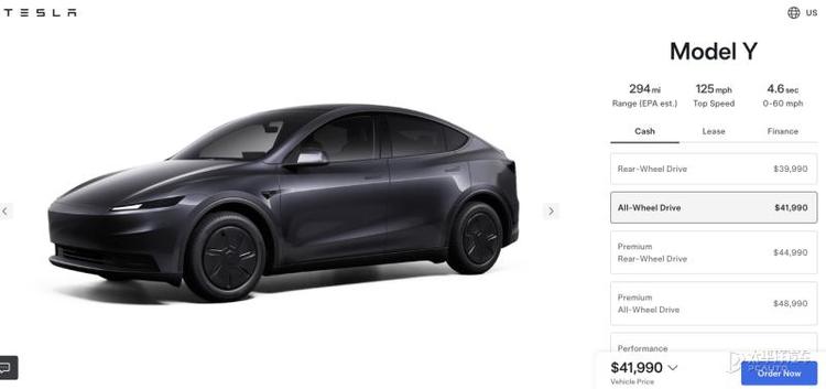 “廉价版”Model Y美国上市 四驱动力配置简化